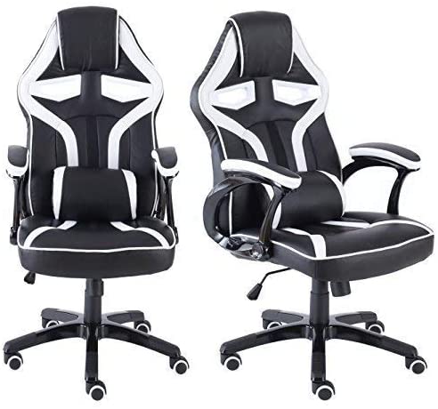 Black and White office and gaming chair – LEATHER