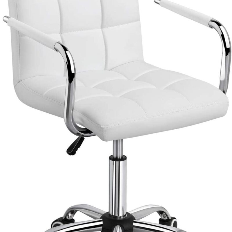 Low back white leather office chair